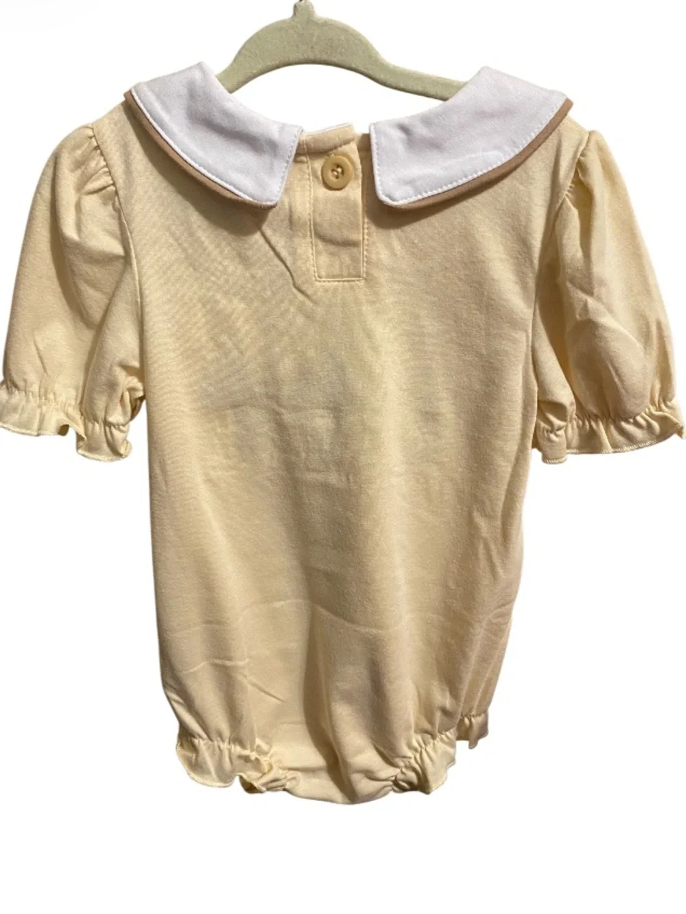 Abby & Evie Hand Stitched French Knot Cross Bubble Tan NWT Size 18 months